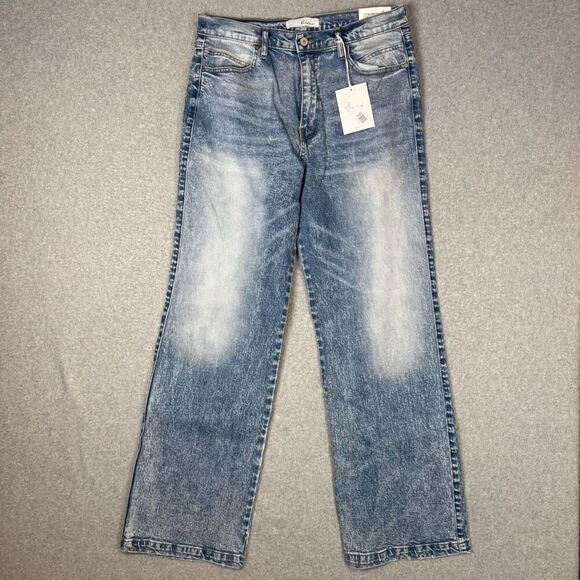 Brand New Kancan Juniors Size 13/30 90s Flared Leg Jeans Light Blue Acid Wash - Picture 1 of 13